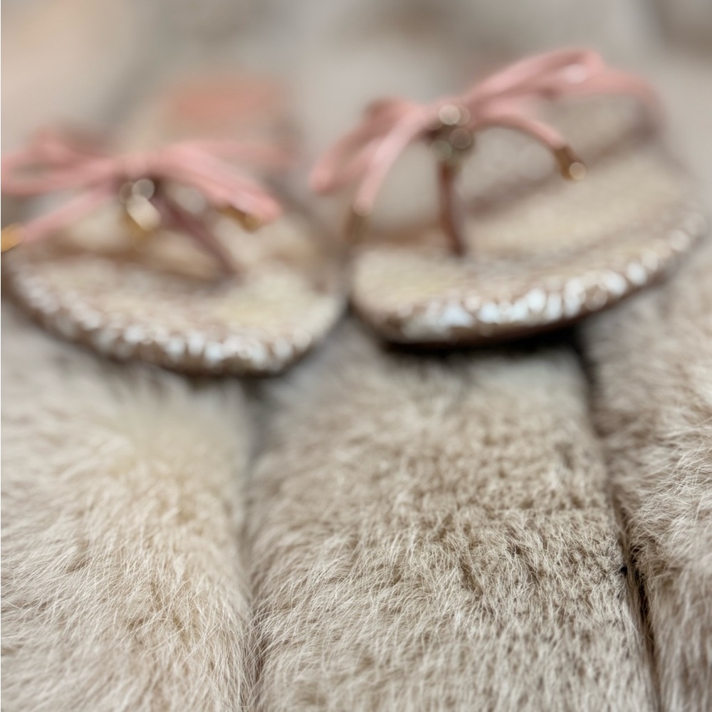 Kate Spade Beige and Pink Bow Sandals - Picture 4 of 5